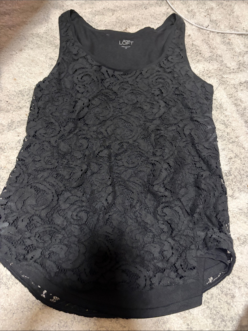 LOFT Black Lace Overlay Tank